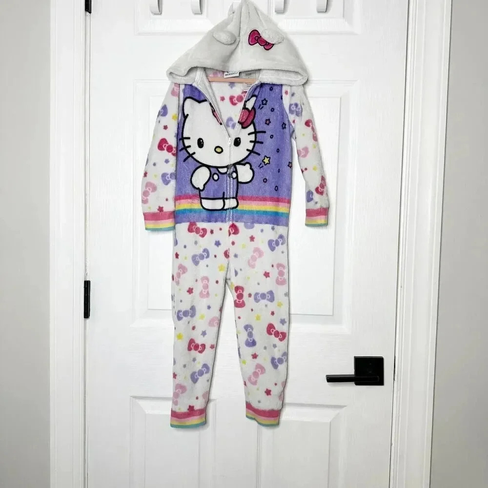 HELLO KITTY Hooded One Piece Full Zip Pajama Size 4